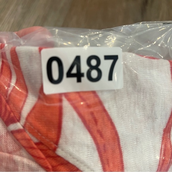 H By Halston Tee Shirt Women’s 2XL Coral Floral 100% Linen Blouse Top Colorful - Picture 8 of 8